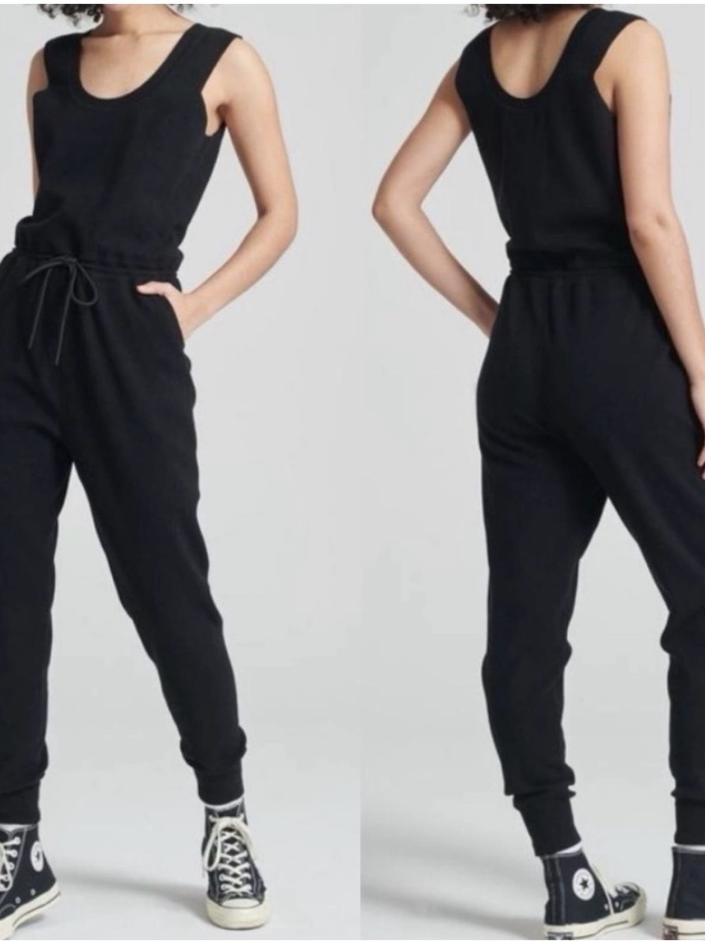 NAADAM Cotton Cashmere Sleeveless Drawstring Jogger Jumpsuit